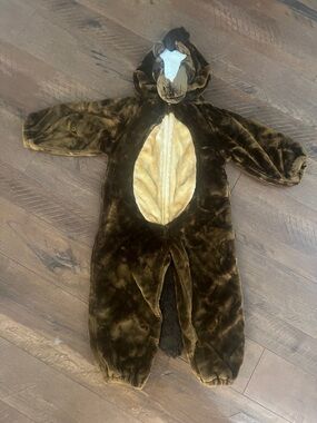 Kids Plush Brown Horse One-Piece Costume with Hood